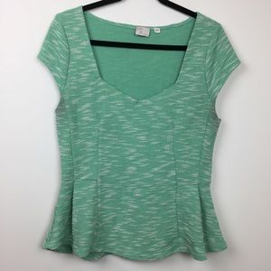 Anthropologie Postage Stamp Green Peplum Knit L